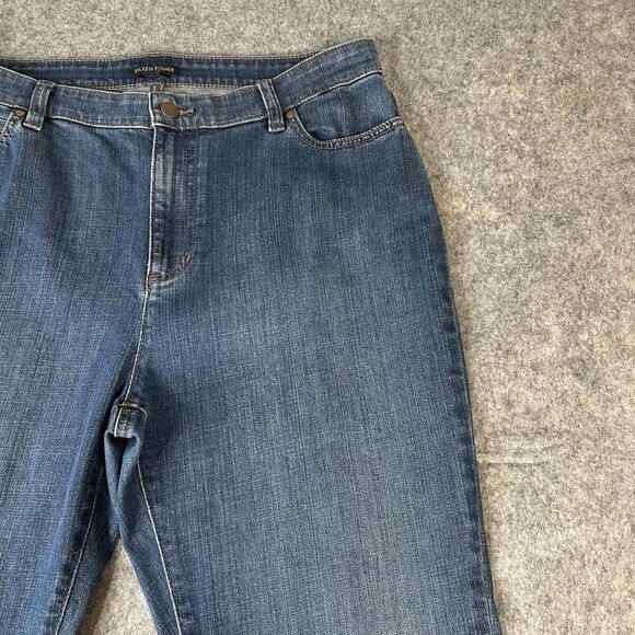 Eileen Fisher Jeans Womens 16 Petite Straight Leg Medium Wash Denim - Picture 2 of 10